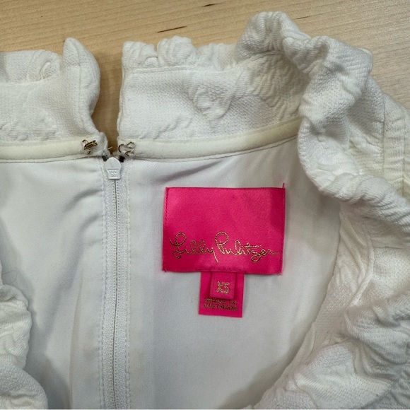 Lilly Pulitzer Tisbury Shift Lined Ruffle White XS Dress Rehearsal Graduation - Picture 5 of 16